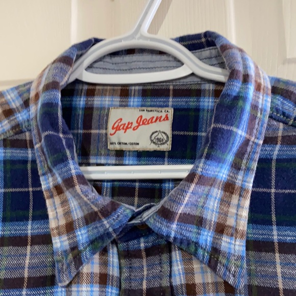 Men’s Gap Jeans Plaid Flannelette Button Down Shirt Double Pockets Size … - Picture 6 of 10